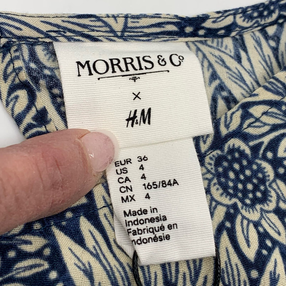 Morris & Co x H&M Long Sleeve Pullover Top Navy/Cream Floral Size 4 NWT - Picture 3 of 10
